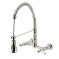 Gourmetier Two-Handle Wall-Mount Pull-Down Sprayer Kitchen Faucet, Polished Nickel GS1246PL